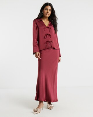 Flounce London Satin Maxi Skirt | Simply Be | Simply Be (UK)