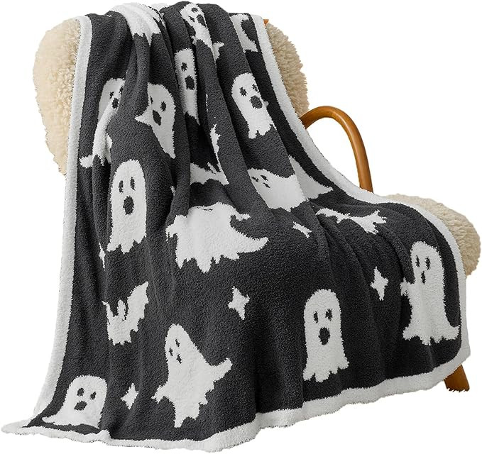 Snuggle Sac Halloween Throw Blanket Black Ghost Blanket, Black Bat Throw Blanket for Couch 50x60 ... | Amazon (US)