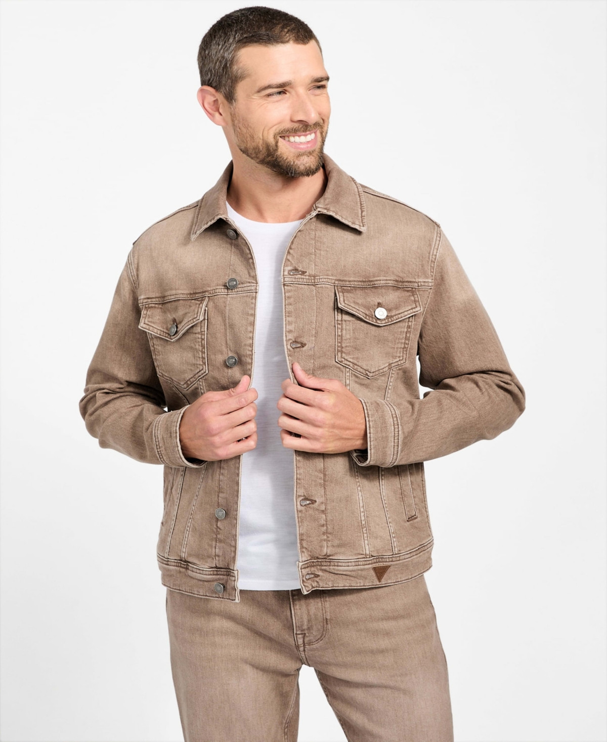 Guess Men's Dean Denim Jacket - Beige | Macy's
