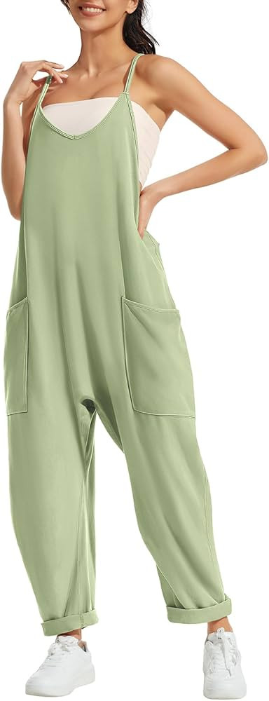 ATHMILE Jumpsuits for Women Casual Summer Rompers Sleeveless Loose Spaghetti Strap Baggy Overalls... | Amazon (US)