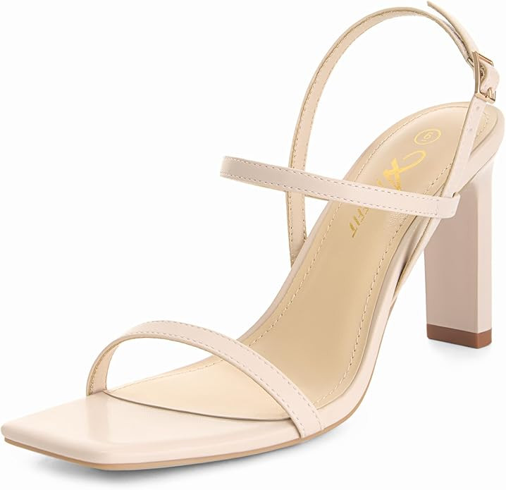Athlefit Women's Strappy High Heels Square Open Toe Heeled Sandals Ankle Strap Dressy Wedding Par... | Amazon (US)