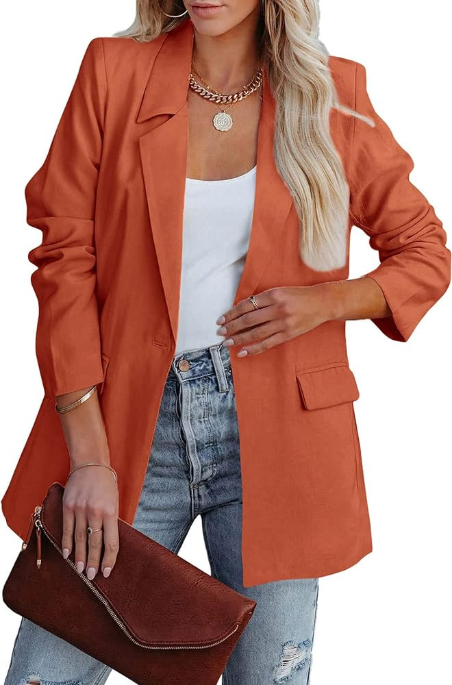 PRETTYGARDEN Women's Casual Blazers Long Sleeve Open Front Button Work Office Blazer Jackets with... | Amazon (US)