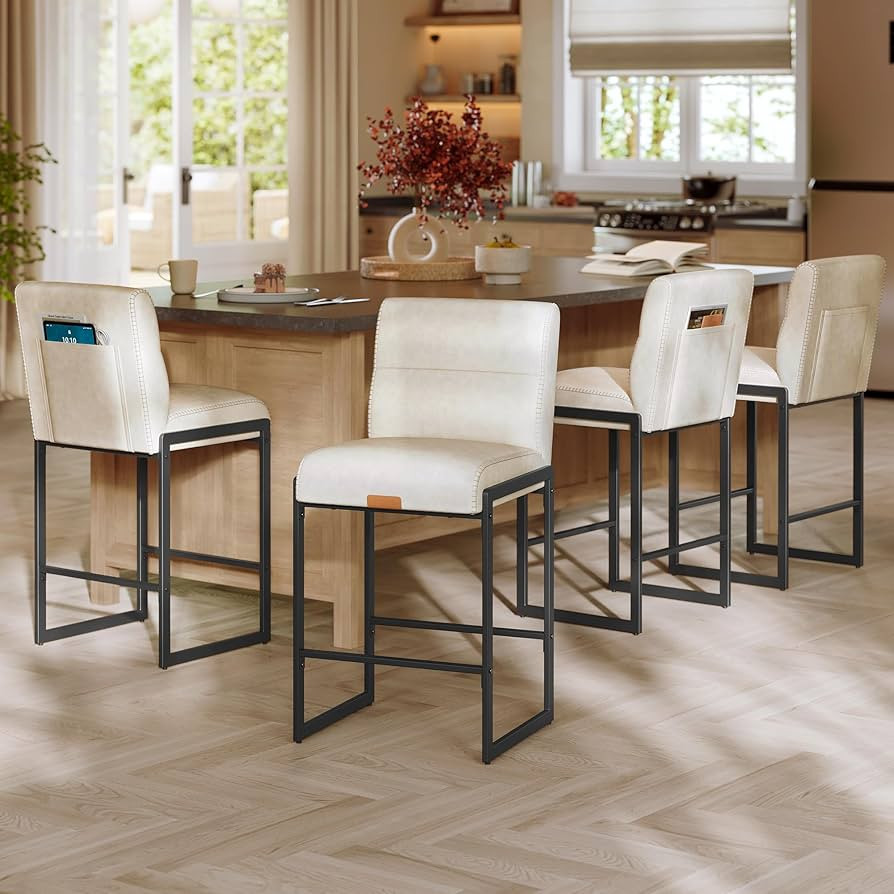 VASAGLE EKHO Collection - Bar Stools Set of 4, Counter Height Stools with Backs, 26.4-Inch Barsto... | Amazon (US)