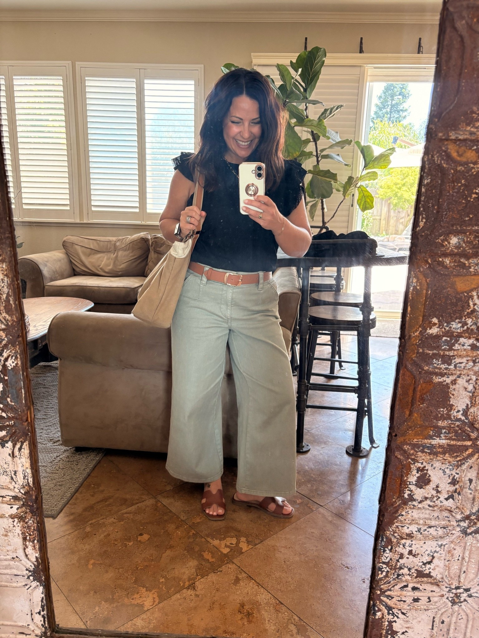 Petite-friendly outfit I’m wearing on repeat 👏🏼
These high-waisted wide leg pants are so flattering and elongating (no hemming needed for me at 5’2”) + the soft neutral color goes with everything. Paired with a classic black top and comfy everyday sandals for an easy, put-together look.

Perfect for teachers, busy moms, or anyone who wants cute + comfortable without overthinking it 🤍

#petitefashion #over40style #casualoutfits #widelegpants #petitefriendly #momstyle #everydayoutfit #ltkstyle #affordablefashion #teacherstyle

#LTKmomlife #LTKPetite #LTKWorkwear