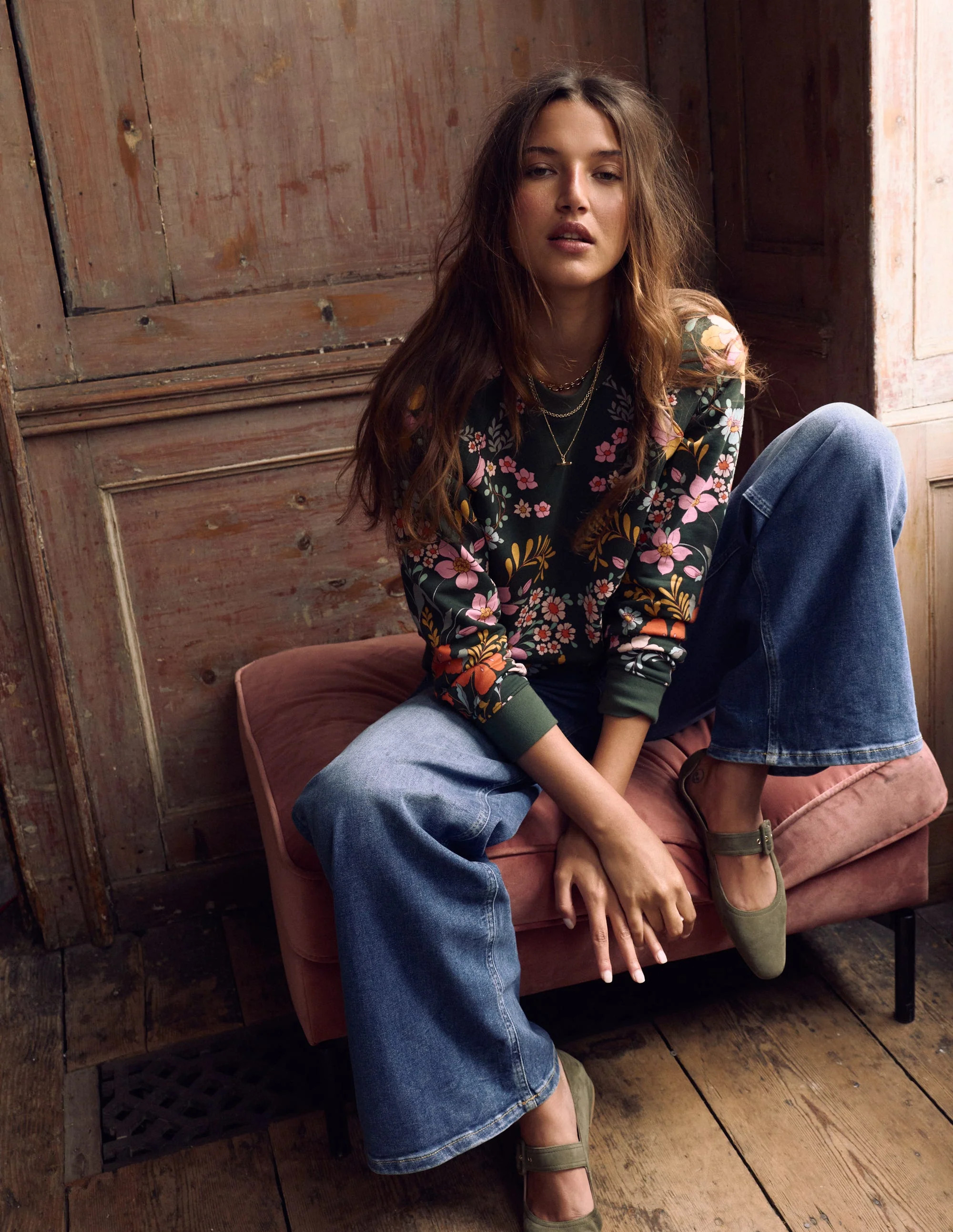 Rosa Printed Sweatshirt-Forest, Flourishing Garden | Boden (US)