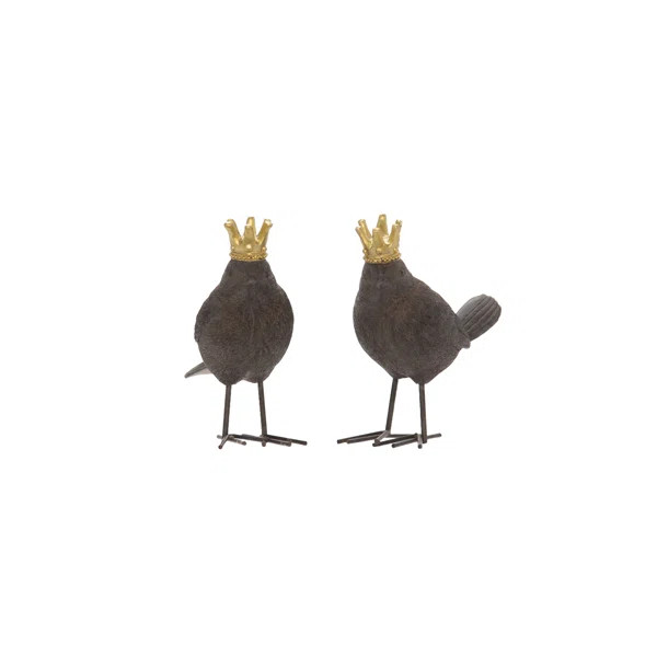 2 Piece Huw Resin Birds Crowns Figurine Set | Wayfair North America