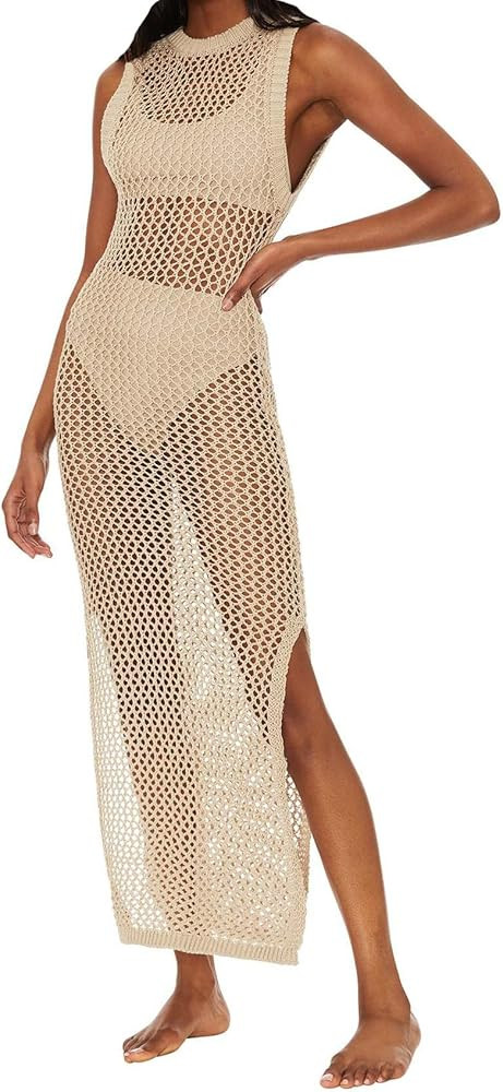 Yinggeli Women’s Swimsuits Cover Ups Crochet Sexy Bikini Bathing Suit Beach Dress | Amazon (US)