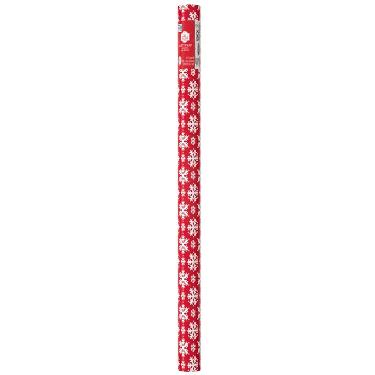 Red and White Snowflakes Christmas Wrapping Paper, 30 sq ft, by Holiday Time | Walmart (US)