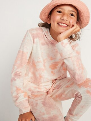 Cozy-Knit Tie-Dye Twist-Hem Pullover Hoodie for Girls | Old Navy (US)