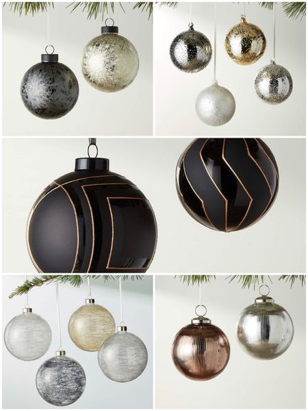 Modern Christmas decor, luxe Christmas decor, bronze ornament, black and gold ornaments, glass ornaments, holiday decor

#LTKhome #LTKHoliday
