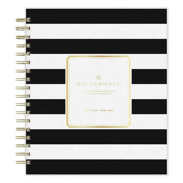 2024-2025 Daily Monthly Planner, 8x10, Day Designer for Blue Sky, Rugby Stripe Black | Walmart (US)