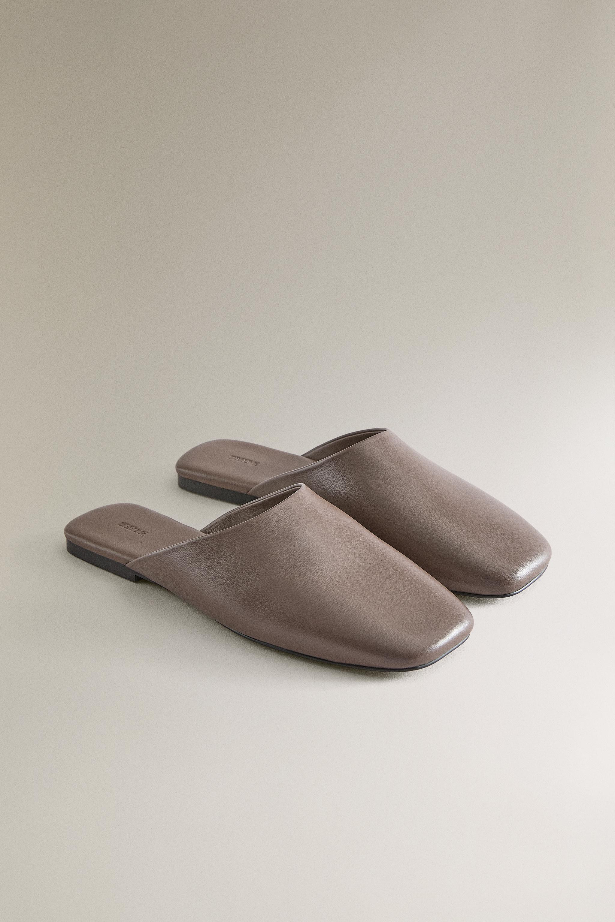 LEATHER MULES WITH SQUARE TOE | Zara US