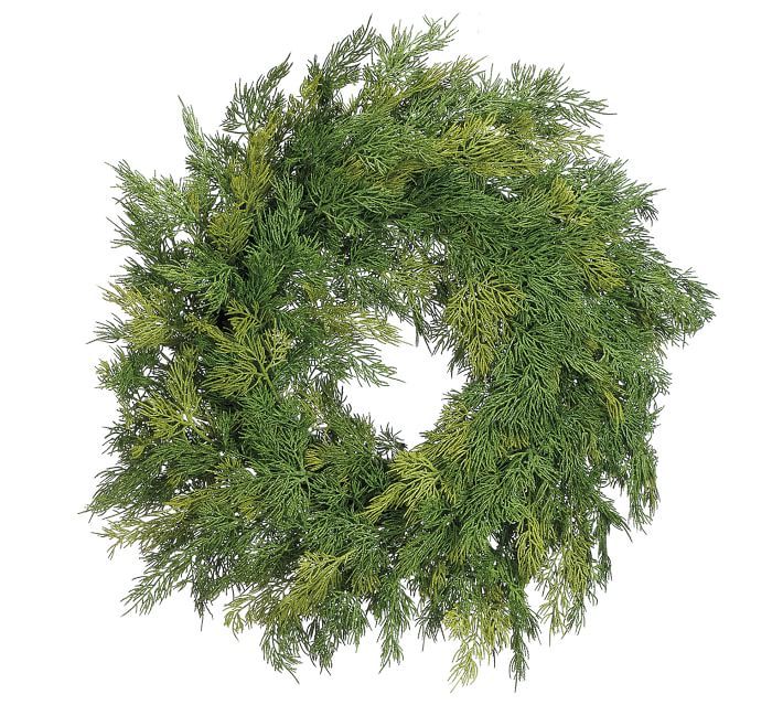24" Artificial Soft Plastic Cedar Wreath | Pottery Barn (US)
