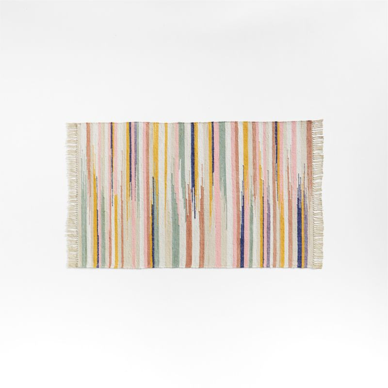 Divya Flat Weave Cotton Kilim Pink Striped Rug 4x6 by John Robshaw + Reviews | Crate & Kids | Crate & Barrel