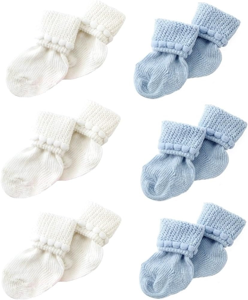 Newborn Baby Boy & Girl Socks Includes 6 Pairs of Cotton Socks | Amazon (US)