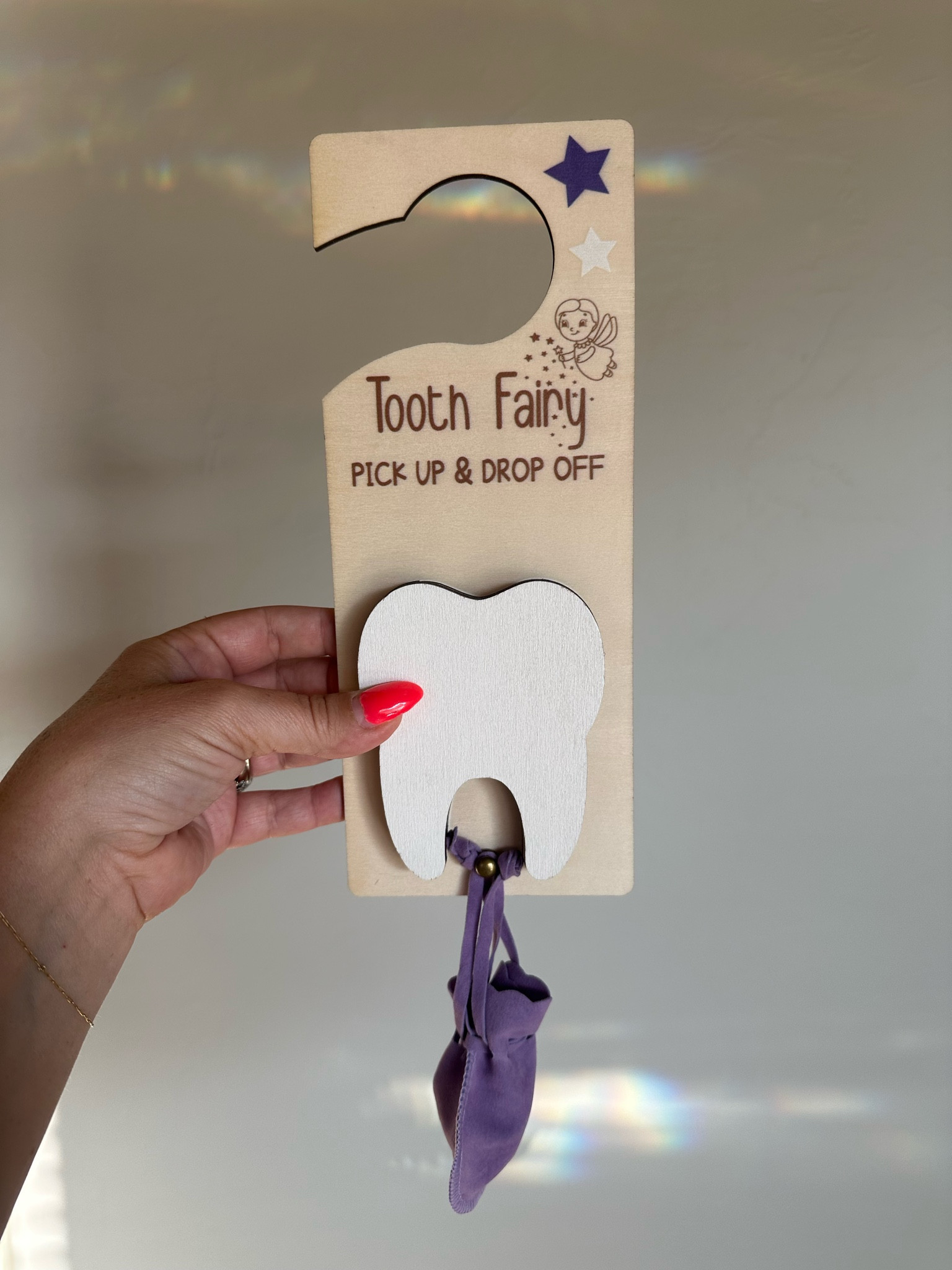 Tooth Fairy pick up and drop off door hanger. 
Tooth fairy ideas 

#LTKKids #LTKFindsUnder50 #LTKFamily