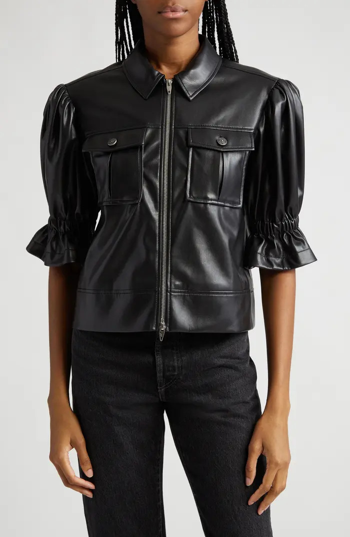 Holly Ruffle Faux Leather Jacket | Nordstrom