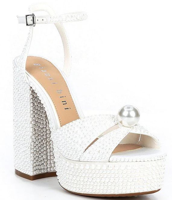 Gianni Bini KemaraTwo Open Toe Embellished Pearl Platform Sandals | Dillard's | Dillard's