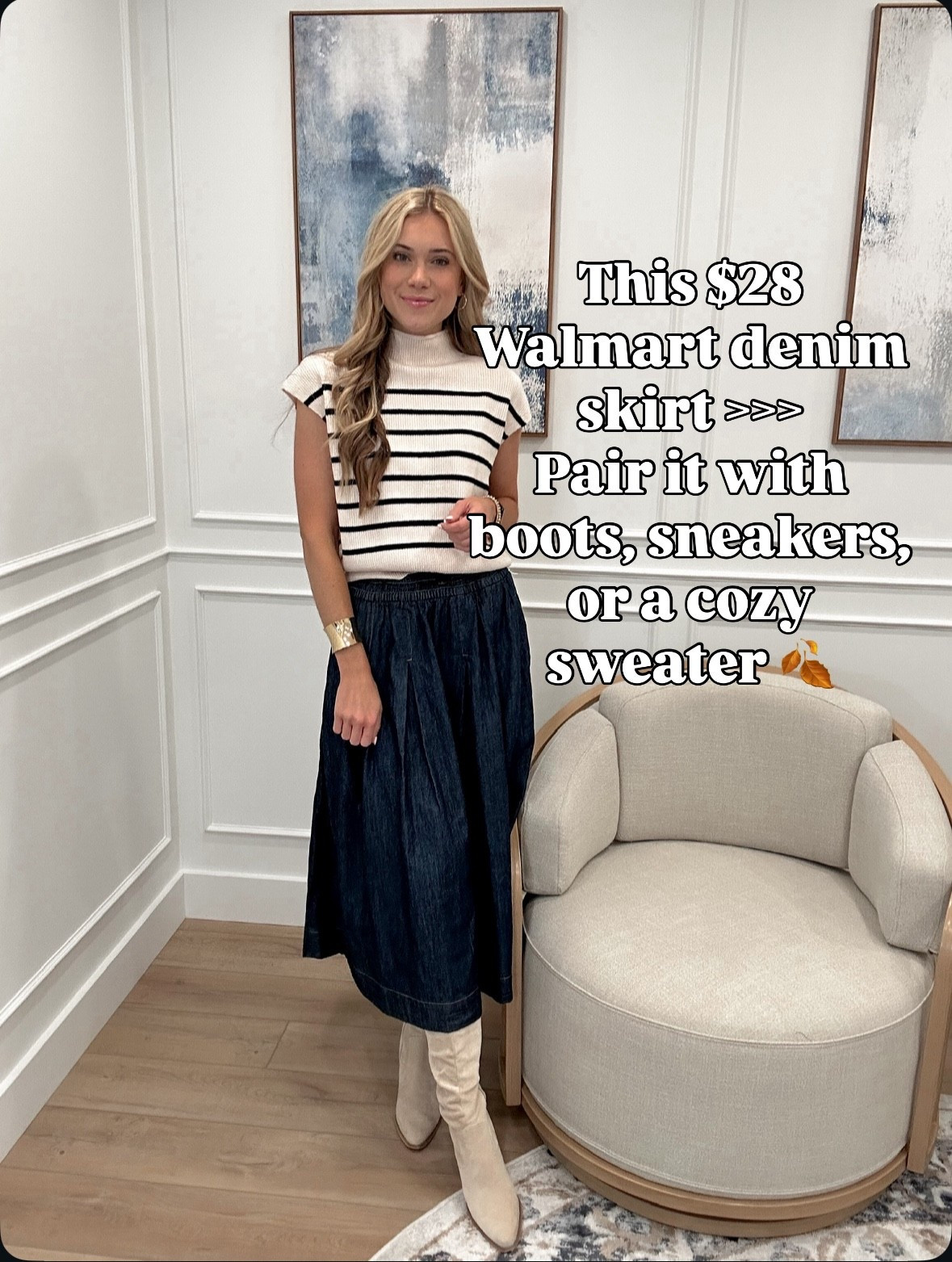 👖 This $28 Walmart denim skirt is such a versatile fall staple — pair it with boots, sneakers, or a cozy sweater and you’re set 🙌 The midi length makes it super flattering, and it looks way more expensive than it is.

📏 Wearing a Small (fits TTS).
✨ Budget-friendly and so easy to style multiple ways.

#LTKSeasonal #LTKWorkwear #LTKStyleTip