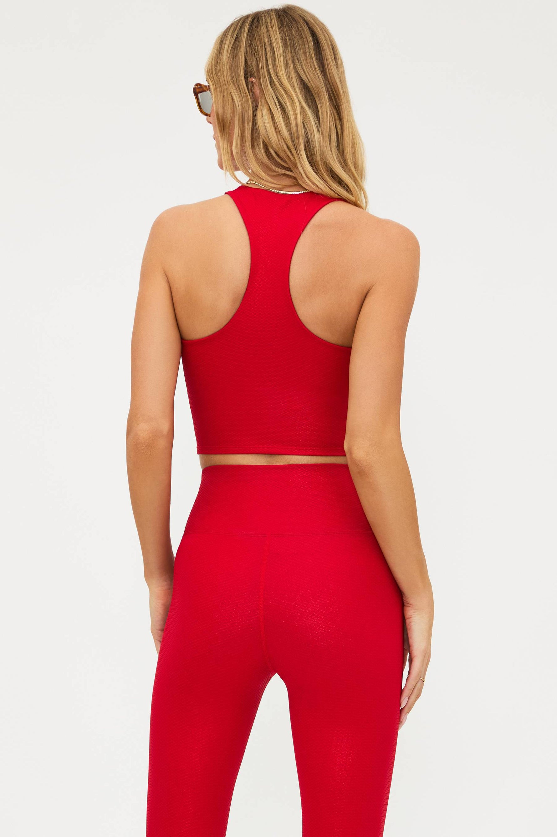 Yara Top Red Shine Waffle | Sparkly Red Active Tank | Beach Riot | Beach Riot
