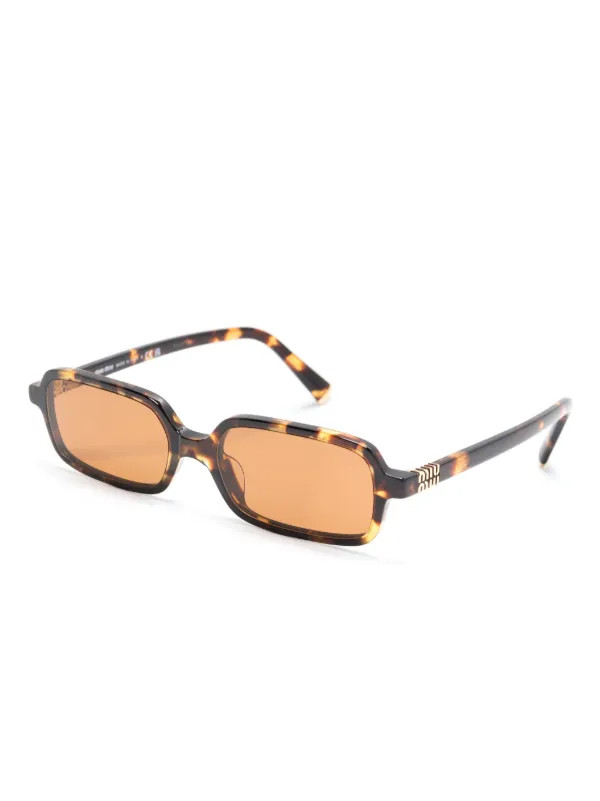 Miu Miu Eyewear Tortoiseshell rectangle-frame Sunglasses   | Brown | FARFETCH | Farfetch Global