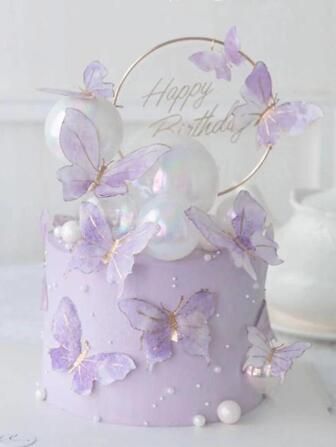 10pcs Purple Paper Butterfly Shaped Cake Picks For Dessert Table Decoration | SHEIN