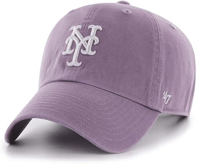 '47 New York Mets Mens Womens Clean Up Adjustable Strapback Cap Light Purple Iris Hat | Amazon (US)