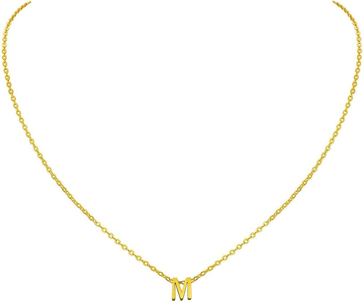 Small Initial Necklace 18K Gold Plated Stainless Steel Tiny Letter Necklace Personalized Monogram... | Amazon (US)