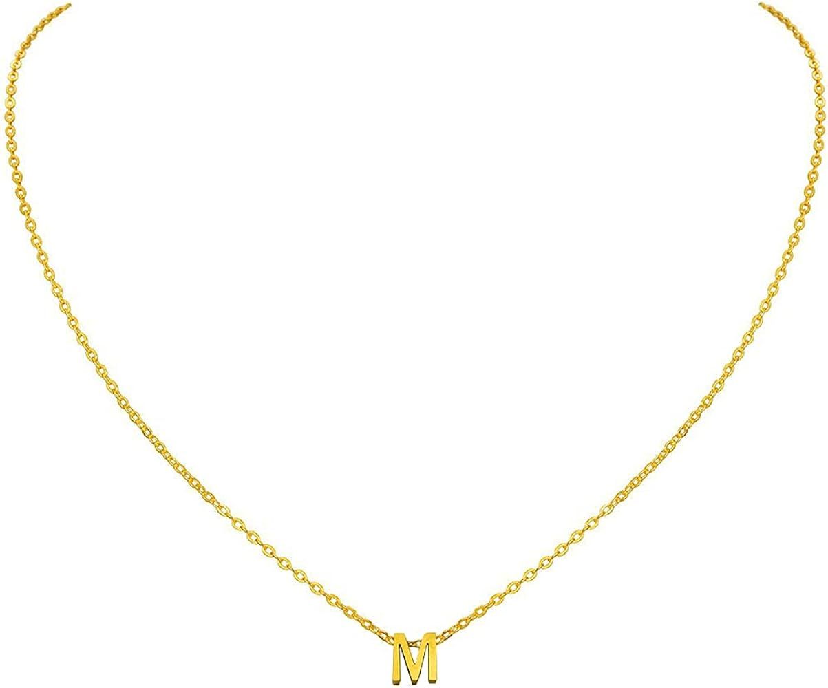 Small Initial Necklace 18K Gold Plated Stainless Steel Tiny Letter Necklace Personalized Monogram... | Amazon (US)