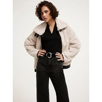 Mint Velvet Cream Faux Fur Zip Jacket, Cream, Size S, Women | Very (UK)