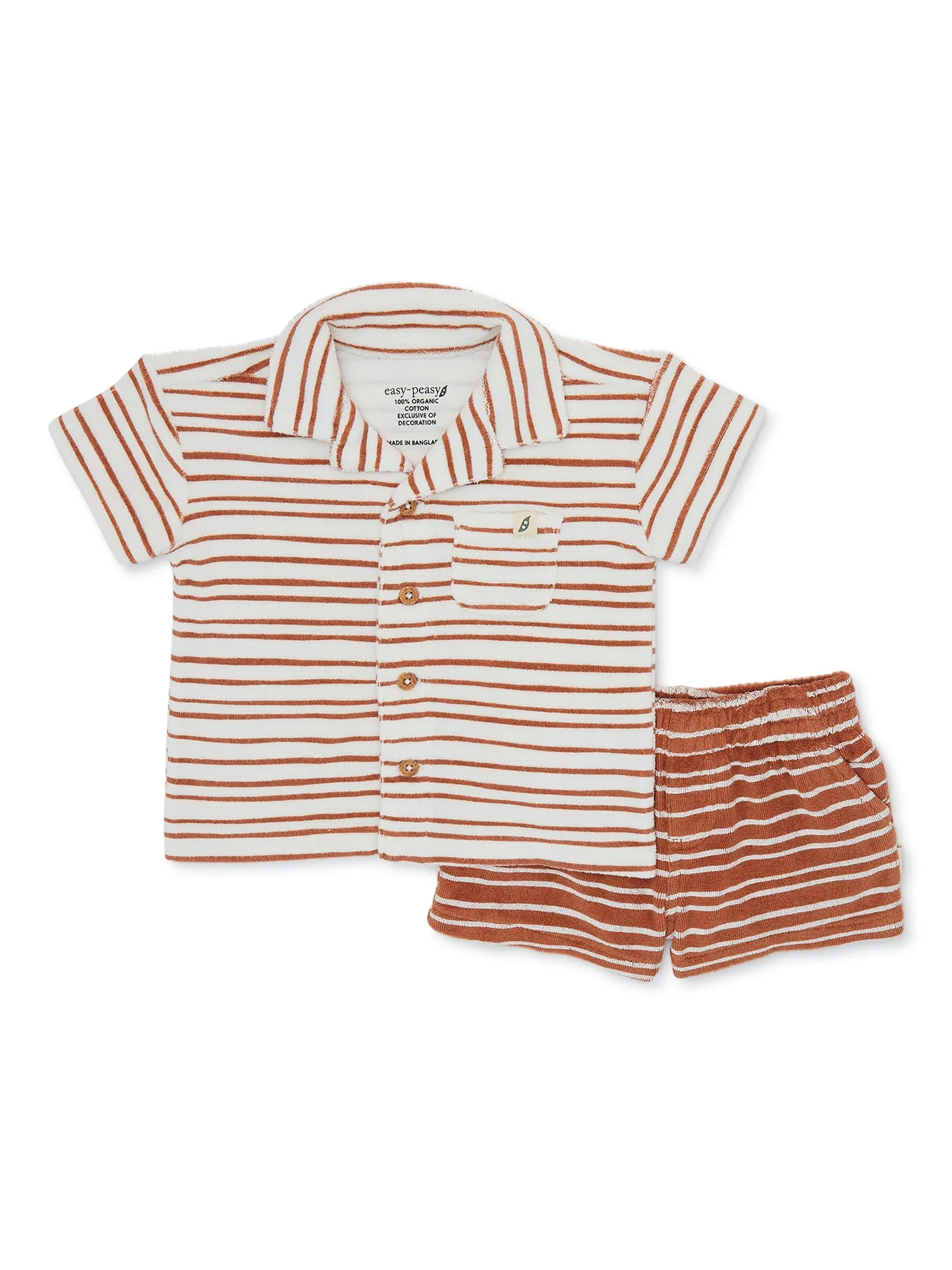 easy-peasy Baby Boy Terry Cloth Shirt and Shorts Set, 2-Pieces, Sizes 0-24M - Walmart.com | Walmart (US)