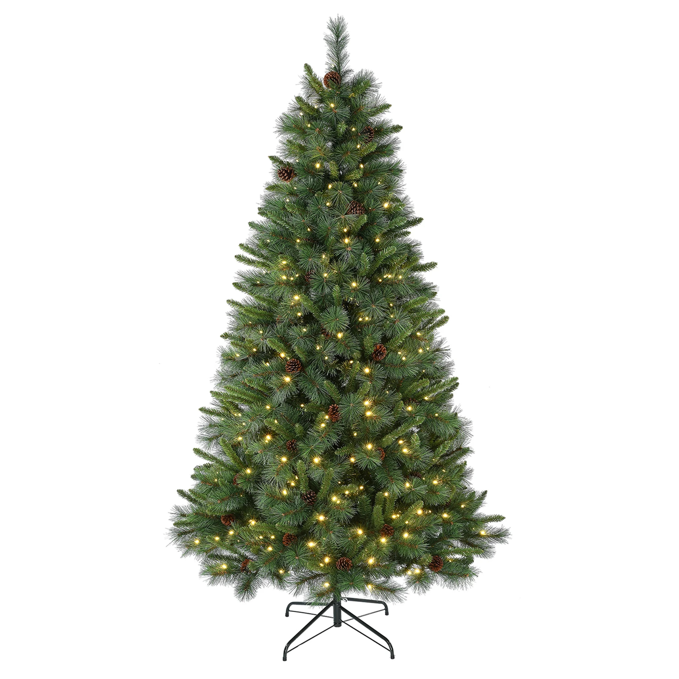 Holiday Time 7-foot Pre-Lit Freeport Artificial Christmas Tree, with 350 Warm White LED Lights - ... | Walmart (US)