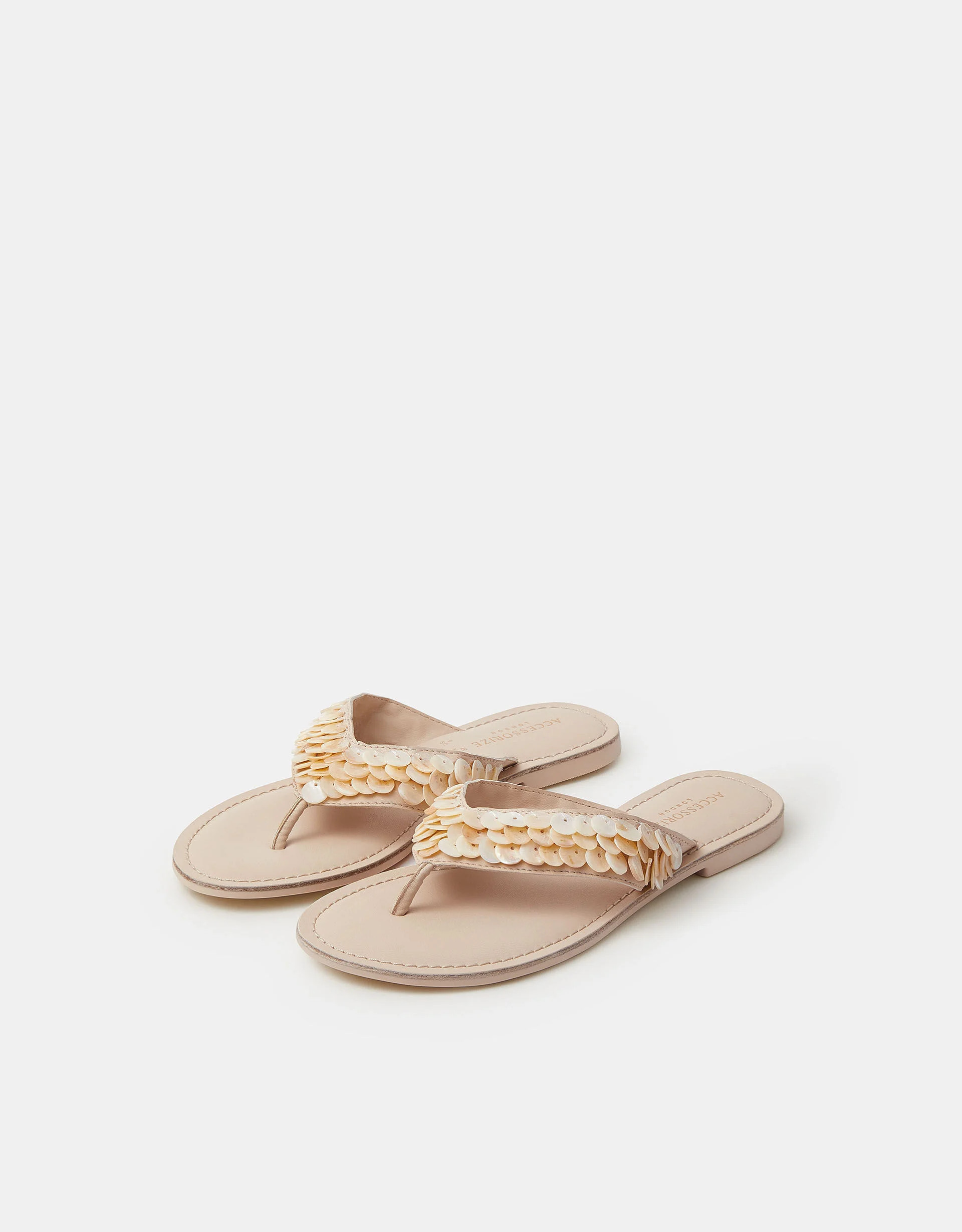 Mother of Pearl Embellished Flip Flops Ivory | Accessorize (Global)