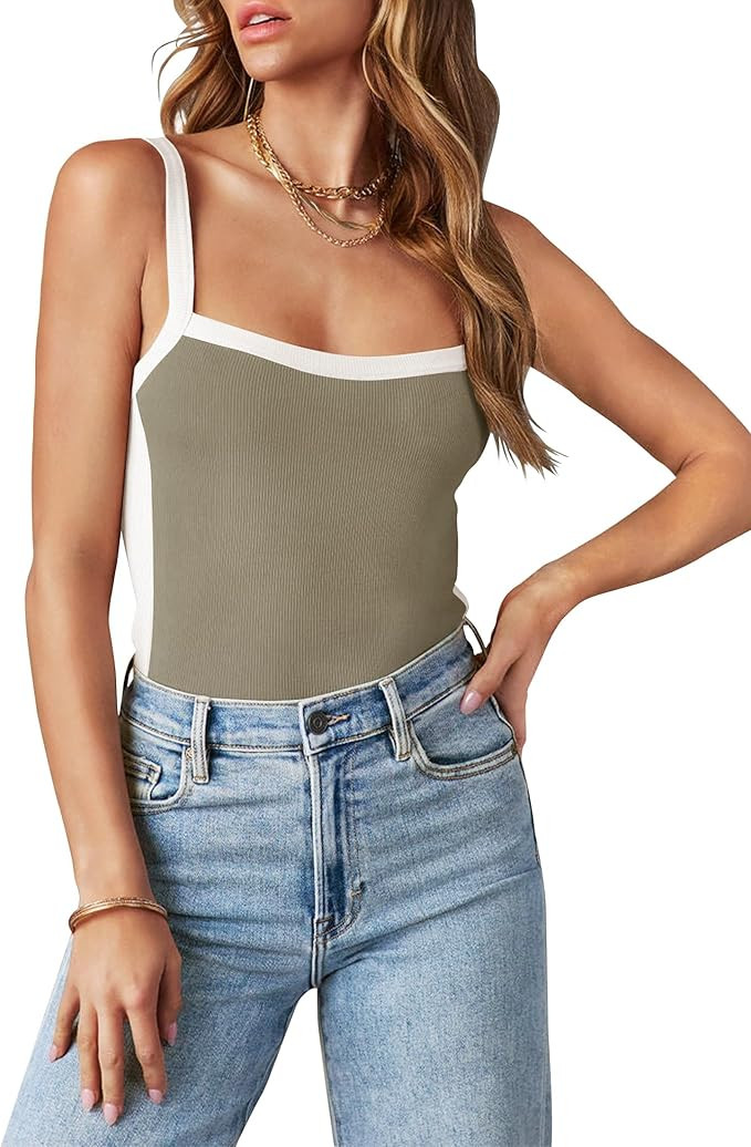 ZESICA Women's Summer Spaghetti Straps Crop Tank Tops Sleeveless Ribbed Knit Slim Fit Basic Camis... | Amazon (US)