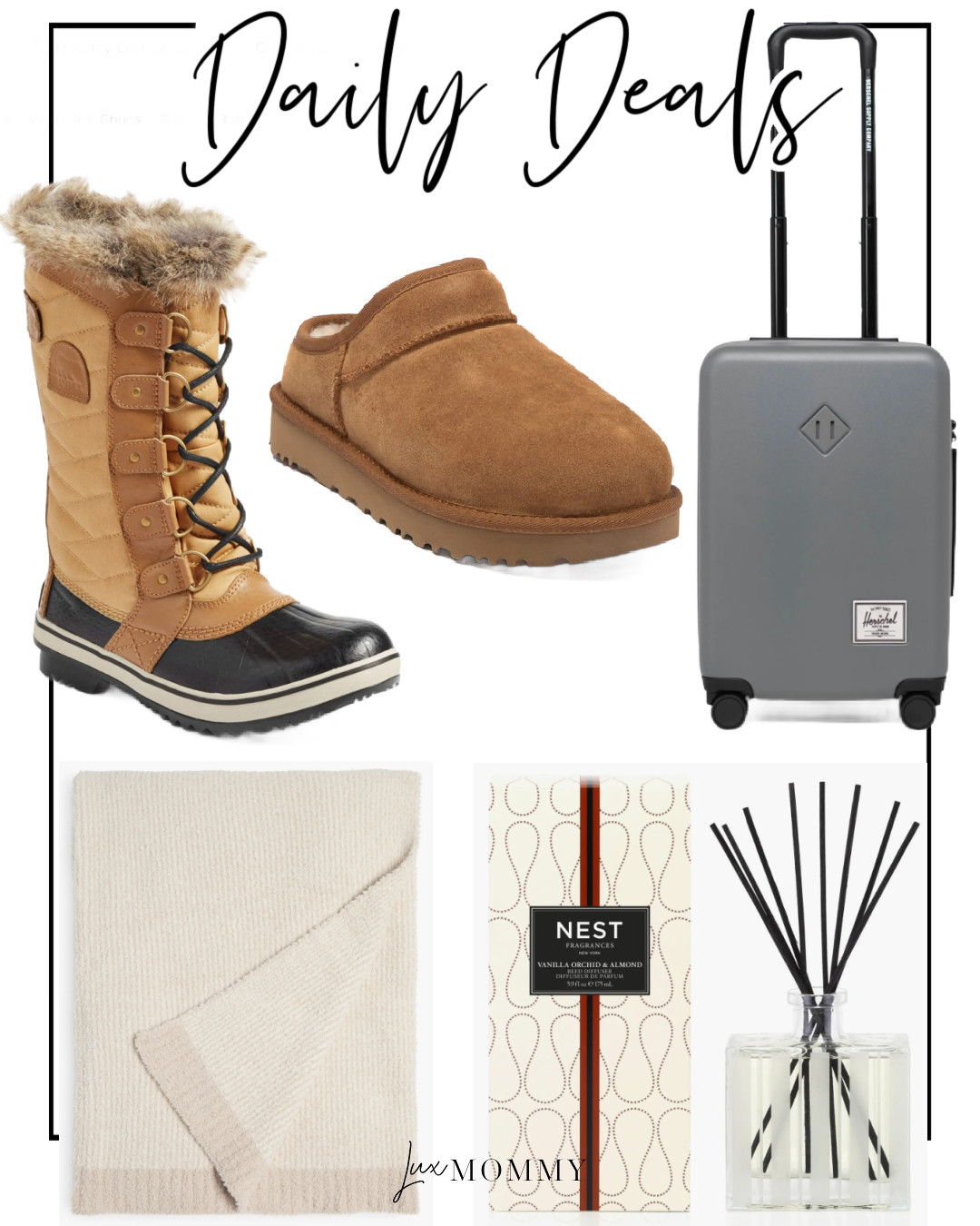 Daily Deals, Deals of the day!!
Nest Diffuser, Ugg Slipper, Herschel Large Carry-on Luggage, Sorel Waterproof Boot, Barefoot Dreams Blanket, Fragrance 

 #LTKGiftGuide #LTKHoliday #LTKHome