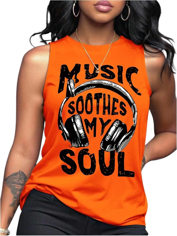 Women's Vintage Graphic Car Print Summer Tank Top Crewneck Sleeveless Tops Streetwear | Amazon (US)