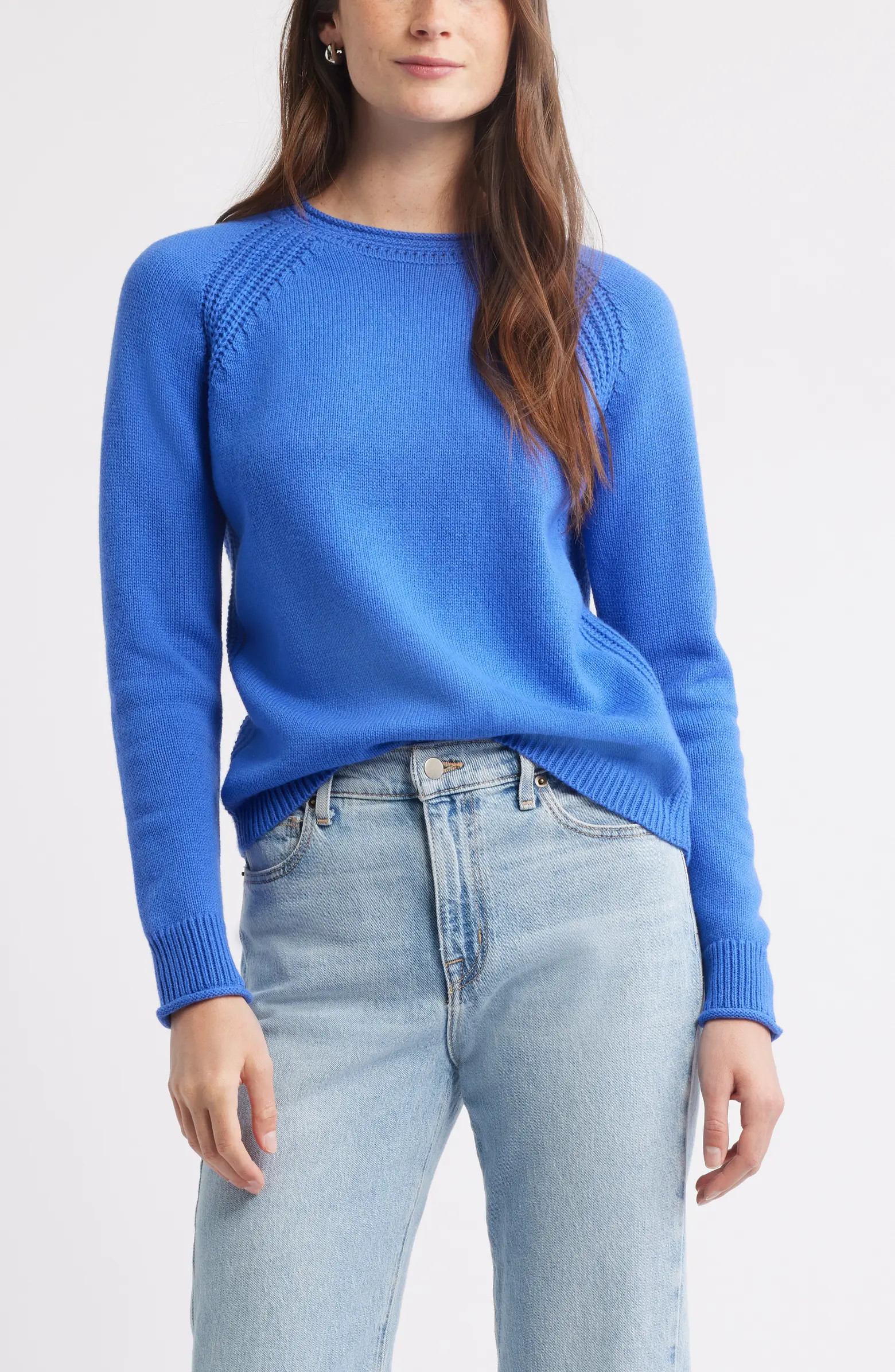 Raglan Sleeve Roll Neck Wool & Cotton Sweater | Nordstrom