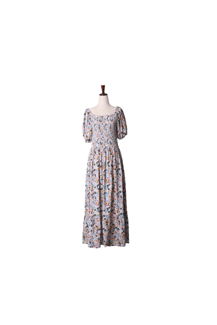 Blue Fall Floral Mom Dress | The Smocked Flamingo