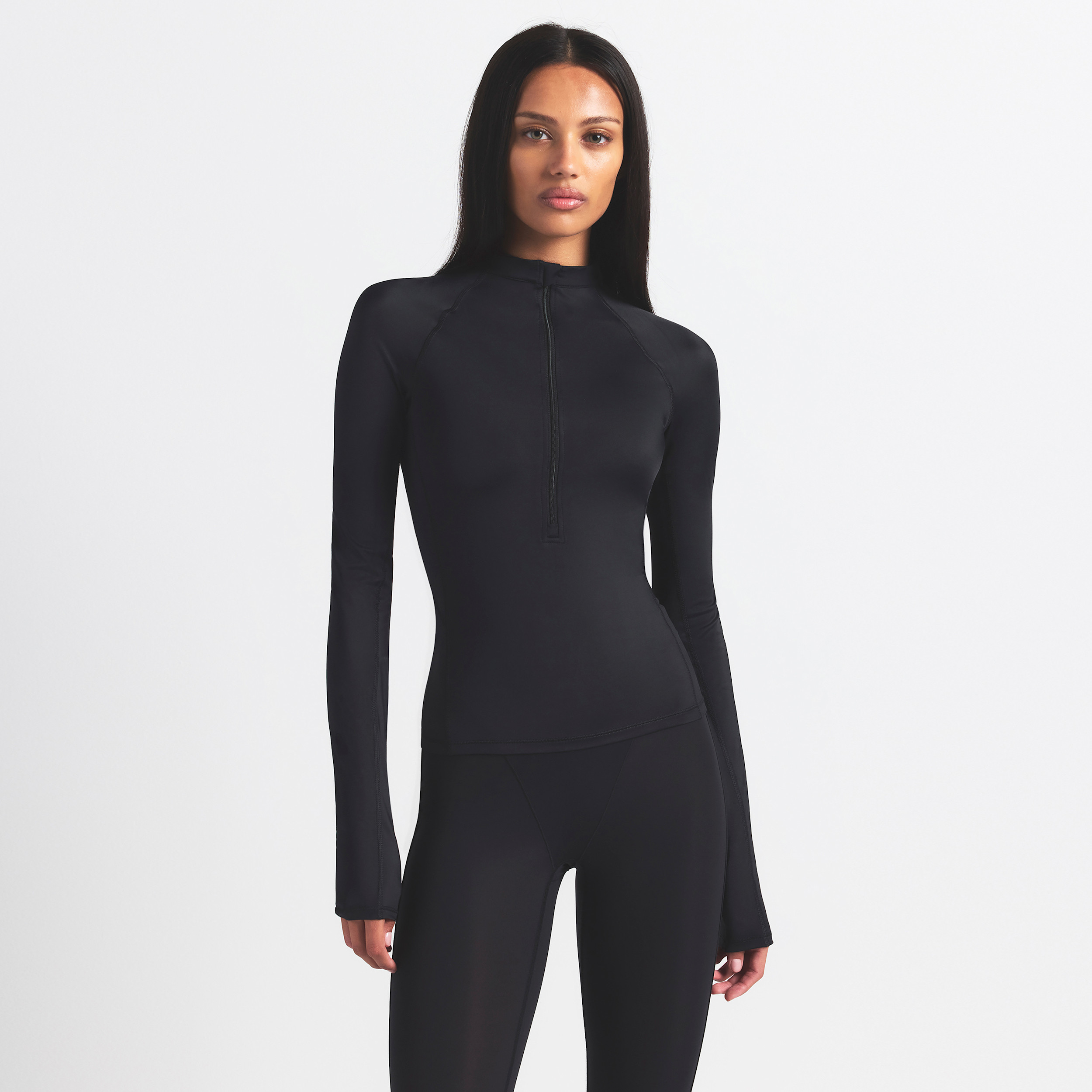 Nike Women's SKIMS Shine Long-Sleeve Half-Zip Top in Black | TPZUP7350W-OBD | Nike (US)