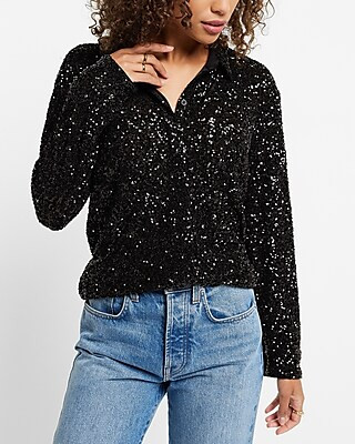 Sequin Portofino Shirt | Express
