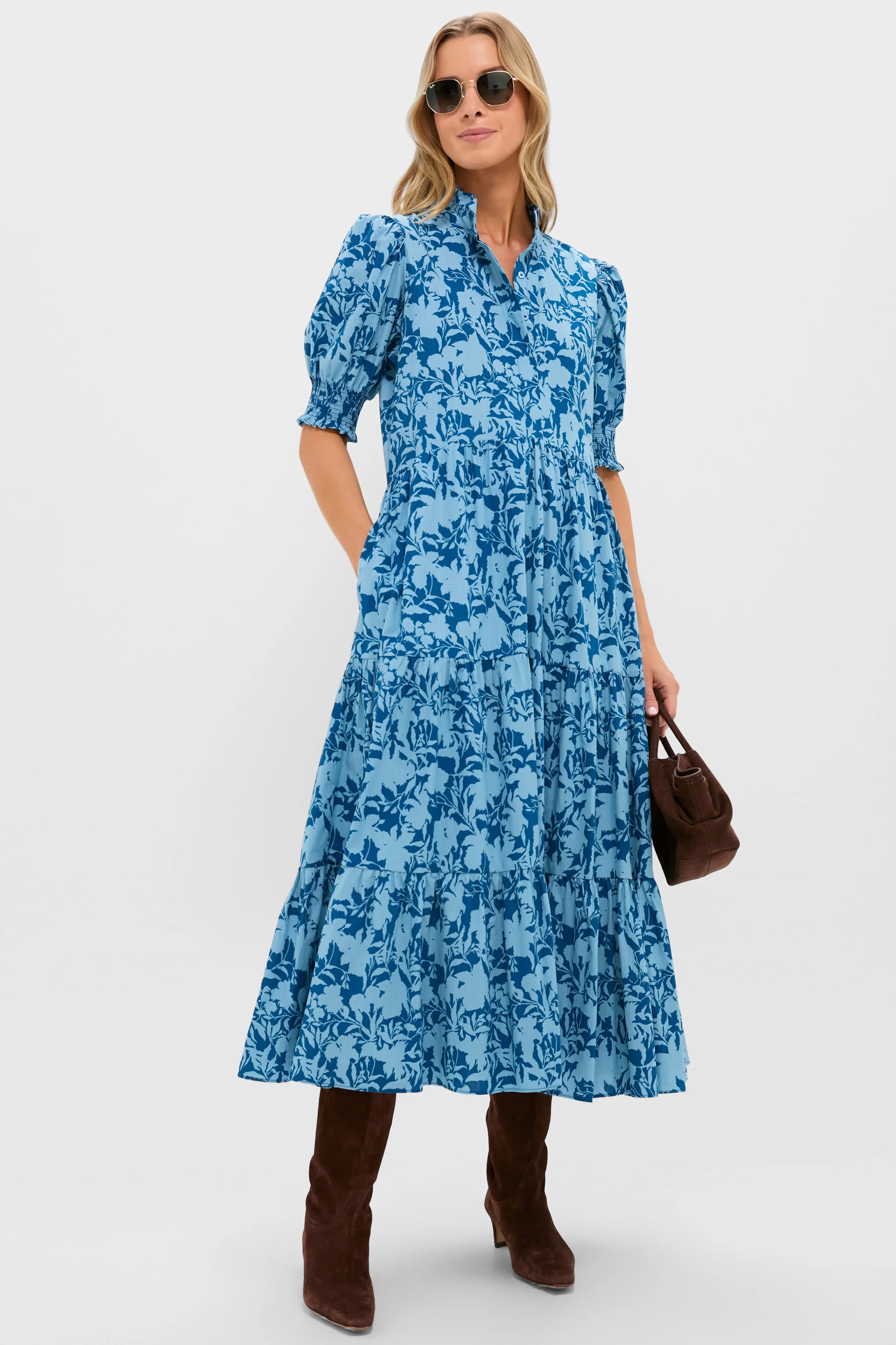 Steel Blue Floral Bennett Maxi Dress | Tuckernuck (US)