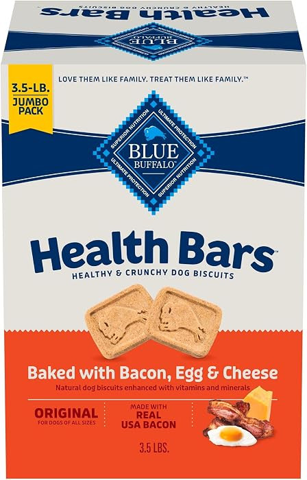 Blue Buffalo Health Bars Crunchy Dog Biscuits, Oven-Baked with Natural Ingredients, Bacon, Egg & ... | Amazon (US)