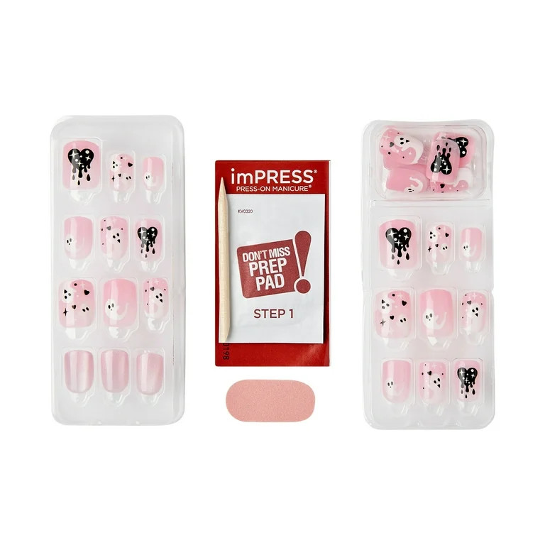 KISS imPRESS No Glue Needed Press On Nails, Design Glow in the Dark, No Way Out, Pink, Short Squo... | Walmart (US)