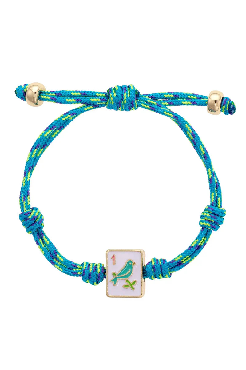Sparrow Mahjong Tile Paracord Bracelet in Blue Multi | CANVAS