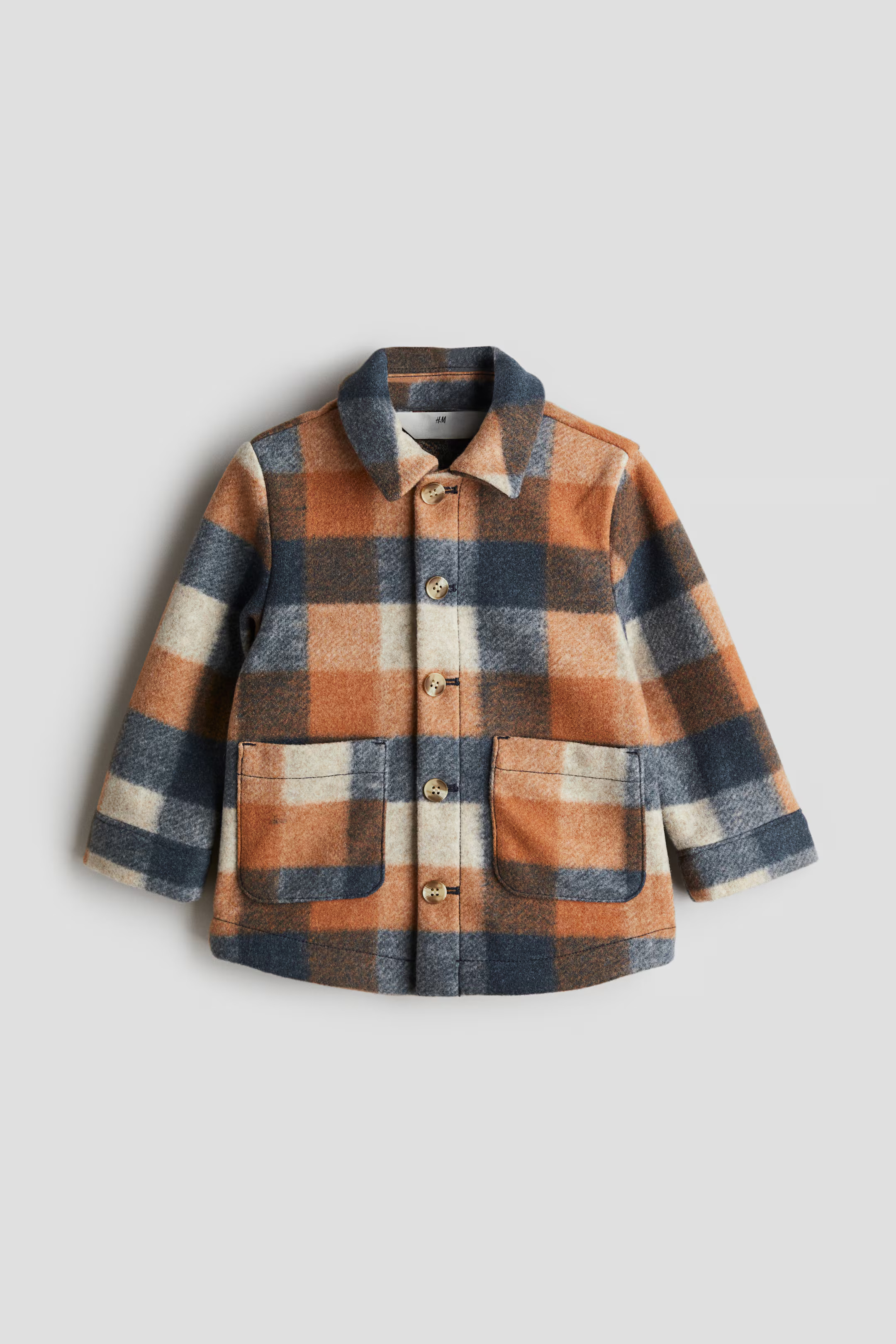Woven Shacket - Light orange/plaid - Kids | H&M US | H&M (US + CA)