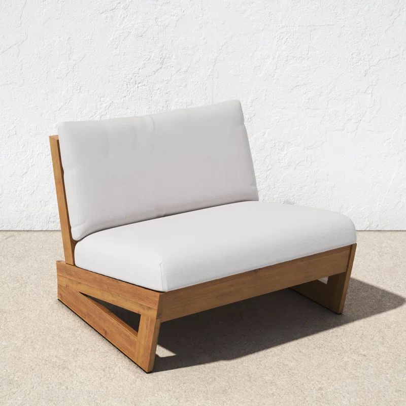 Louise Acacia Outdoor Armless Lounge Chair with Cushions | Wayfair North America