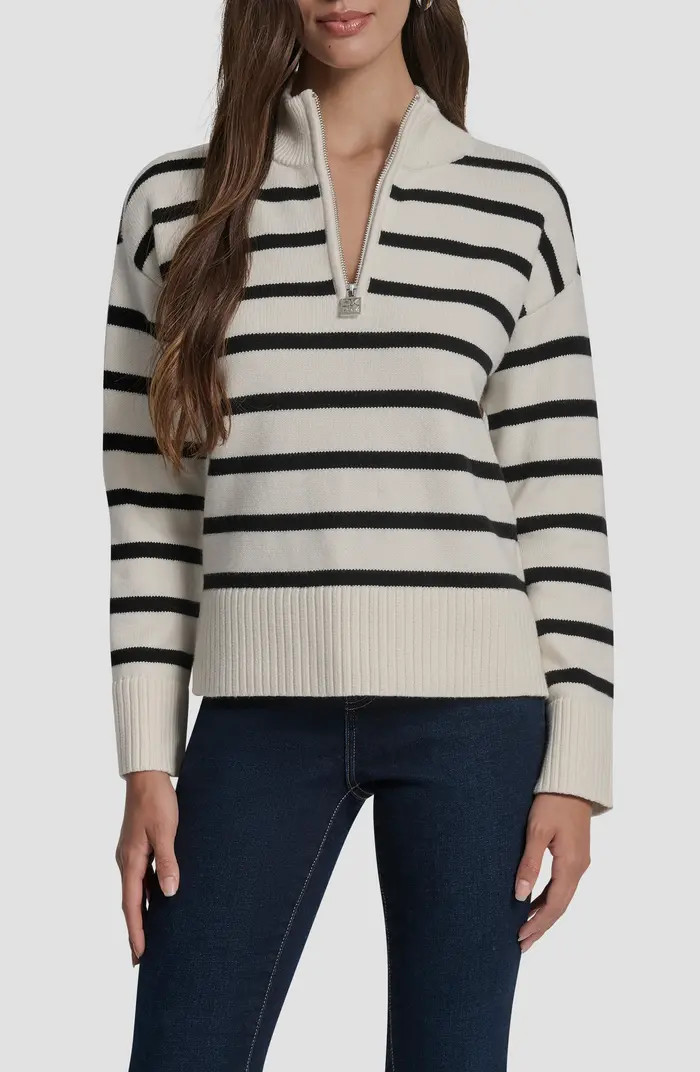 DKNY Jeans Stripe Quarter Zip Sweater | Nordstromrack | Nordstrom Rack