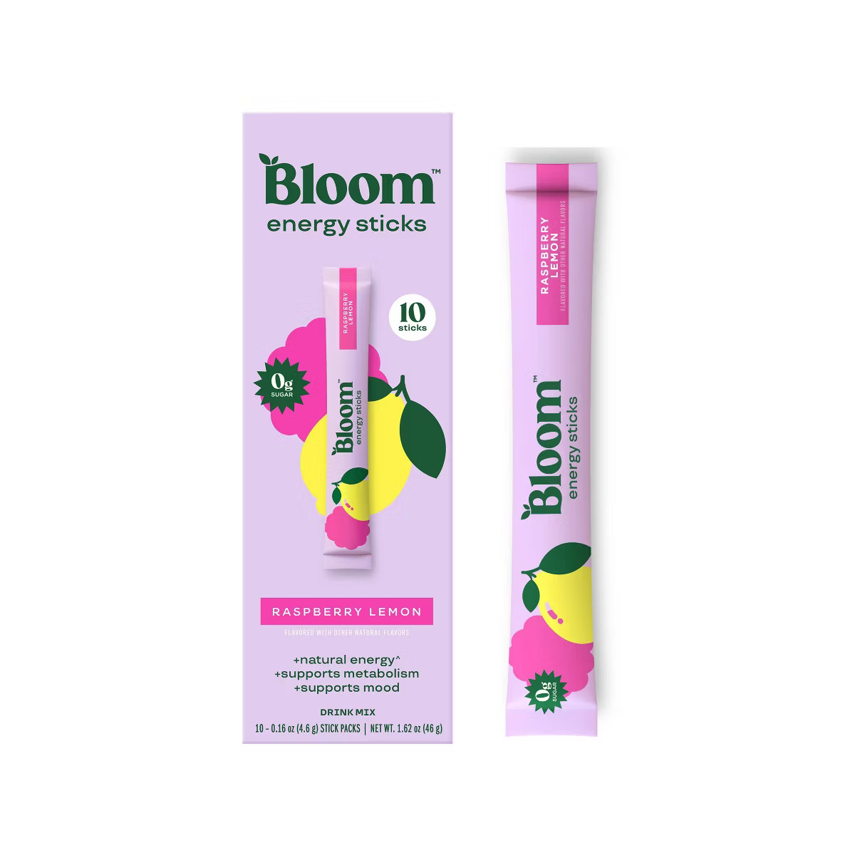 Bloom Energy Sticks Packs with Natural Energy Raspberry Lemon - 10pk | Target