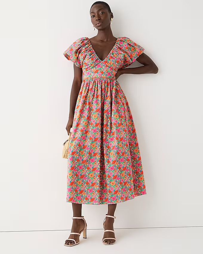 Collection bow-back puff-sleeve dress in Liberty® Meadow Song fabric | J.Crew US