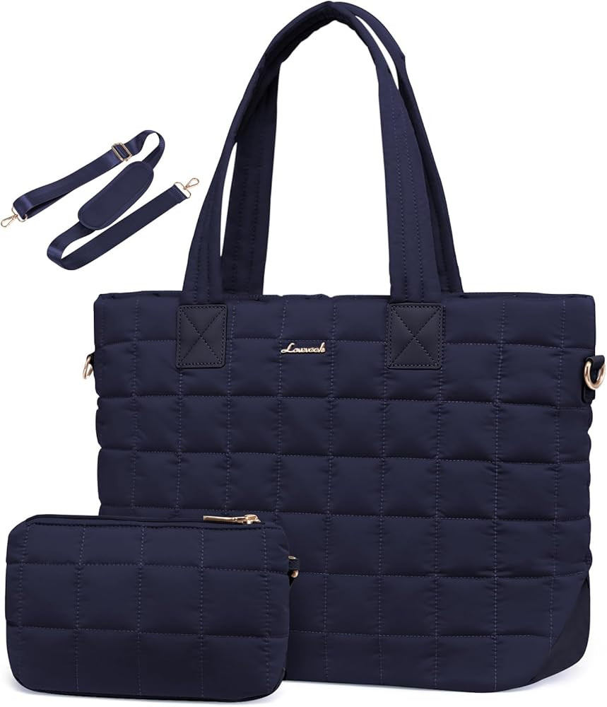 LOVEVOOK Tote Bag for Women, Large Puffer Tote Bag with Zipper Quilted Light Work Bag | Amazon (US)